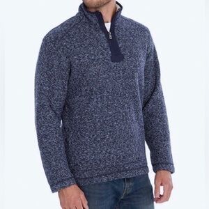 Orvis Brighton Sherpa-Lined 1/4-Zip Pullover Marled Fleece Jacket size XL